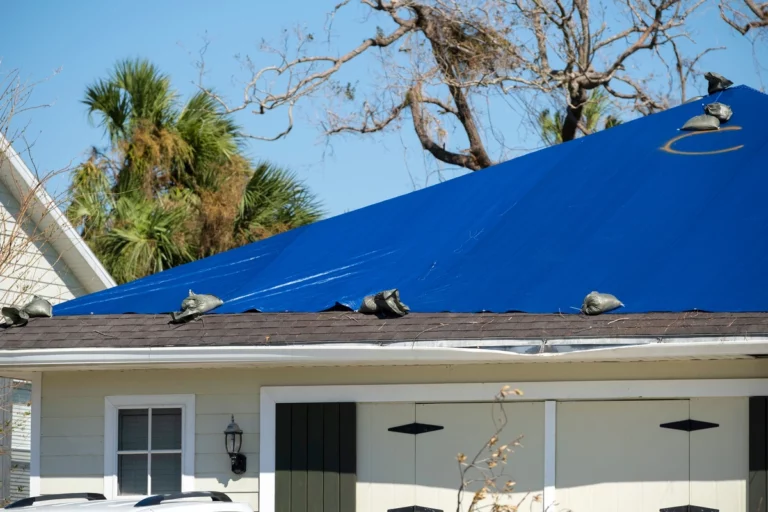 tarp on roof placed securely