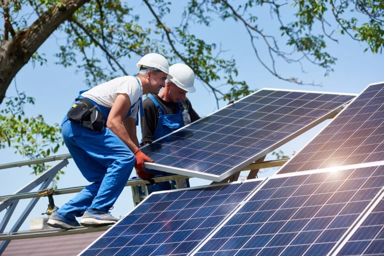 installing solar panels on a roof