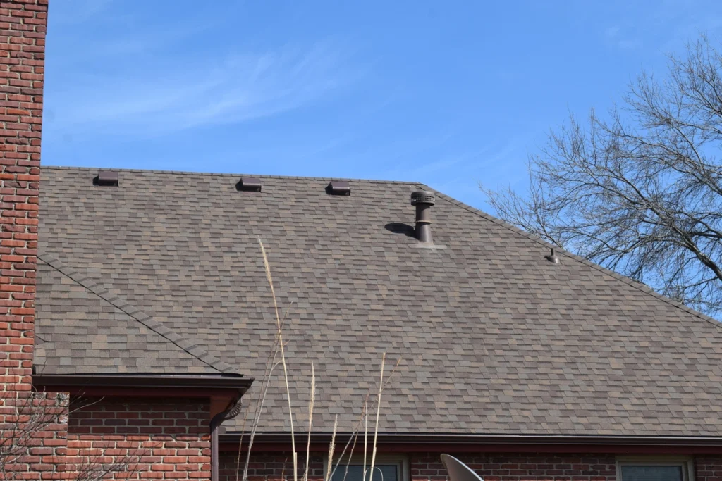 a steep shingle roof