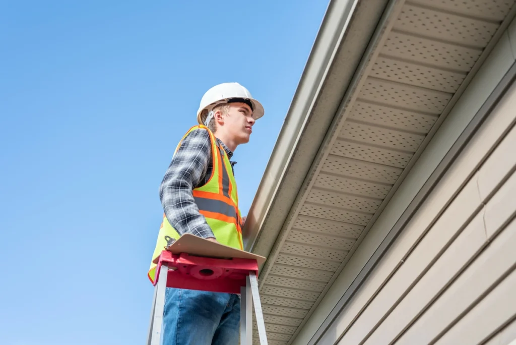 inspecting roof