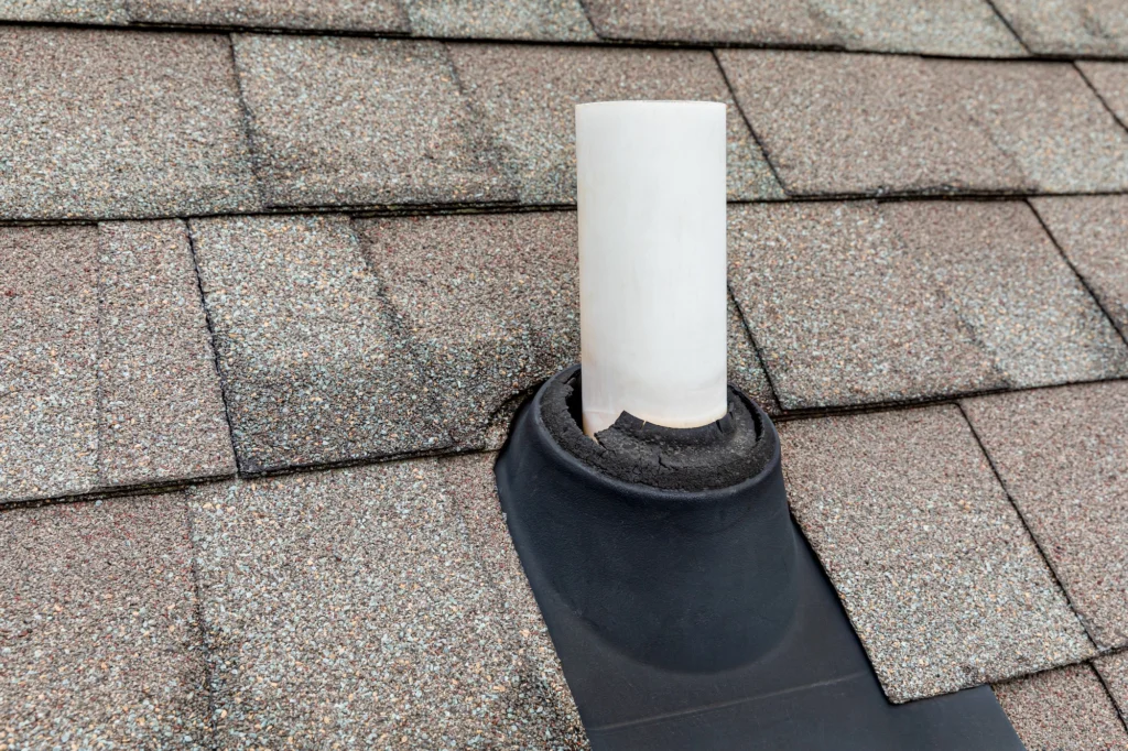 roof boot up close with white boot black flashing