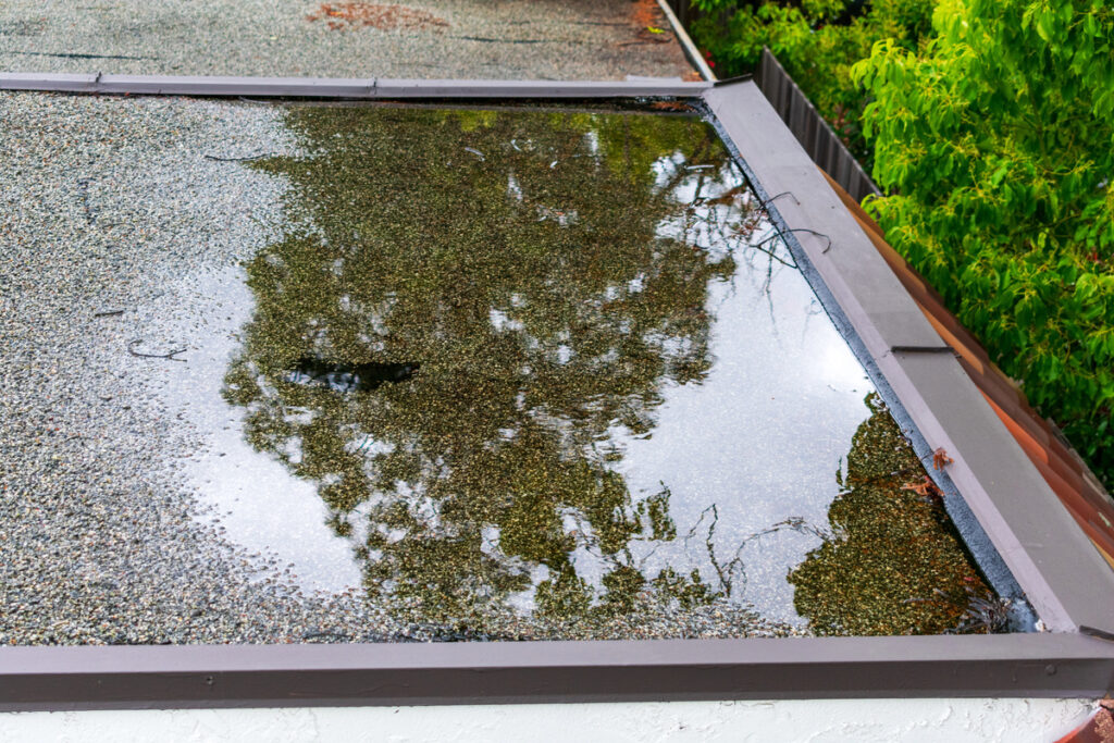 stuck water on roof due to disturbed drainage system