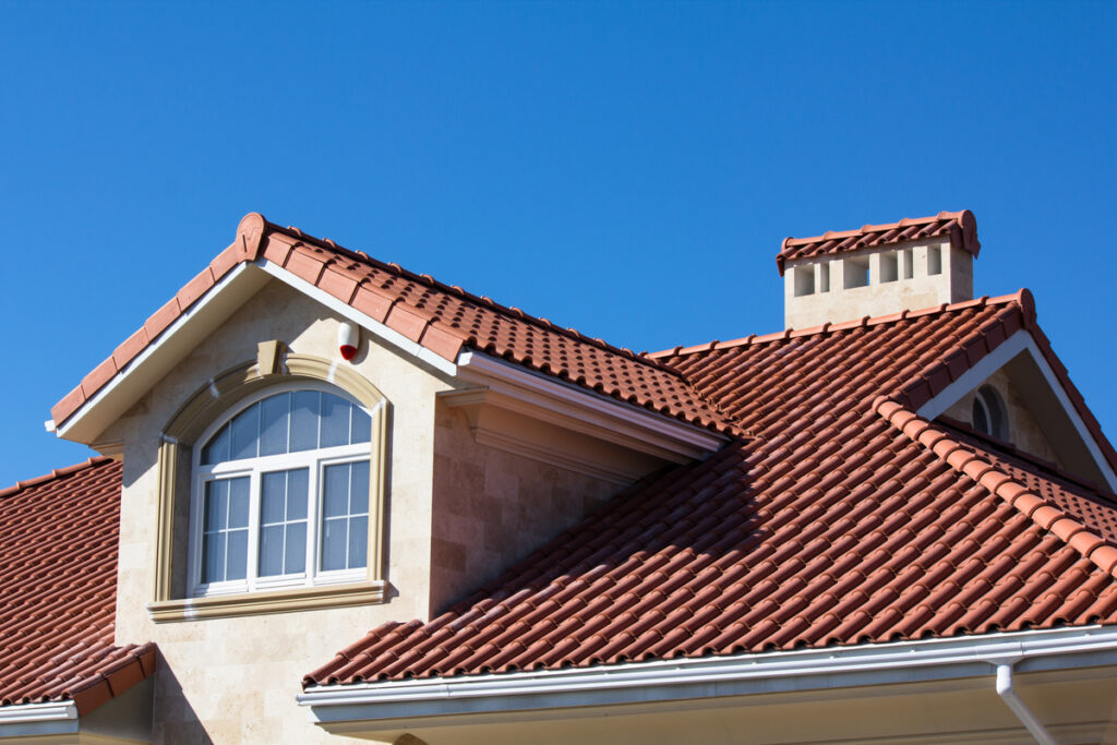 a house with roof tiles installed