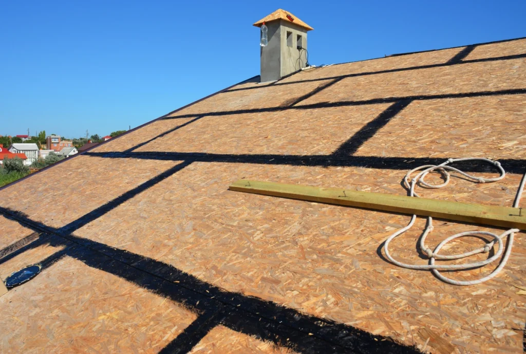 roof sheathing with lines
