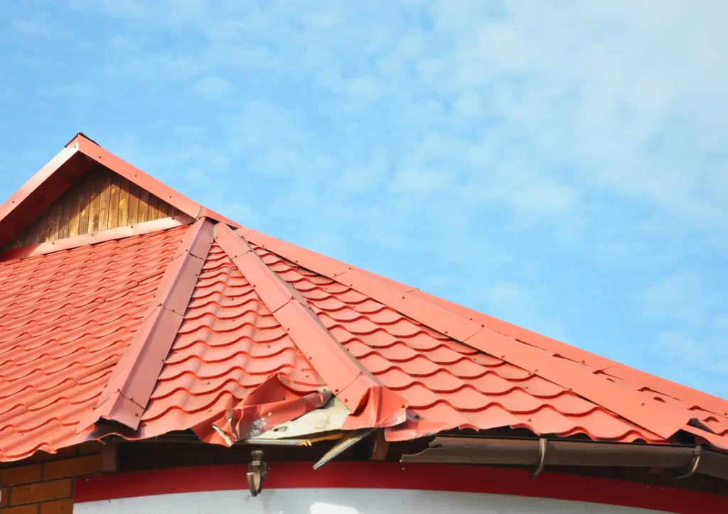 damaged metal roof