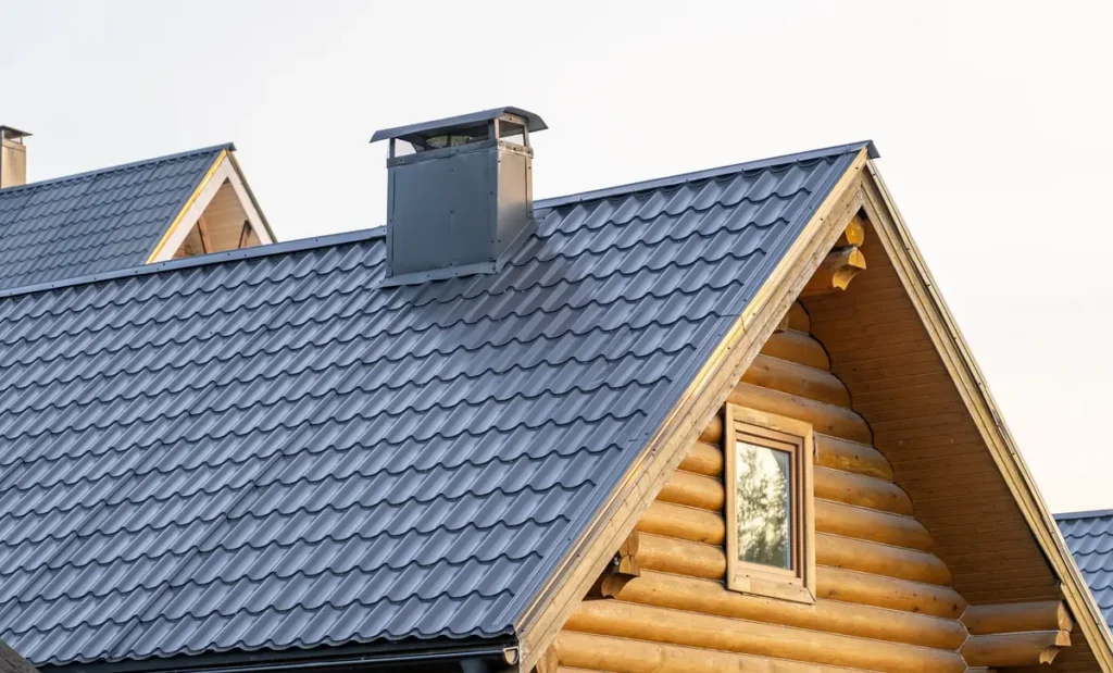 cabin with metal shingles