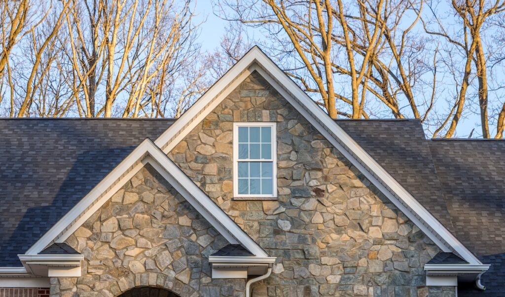 stone siding white vented soffit