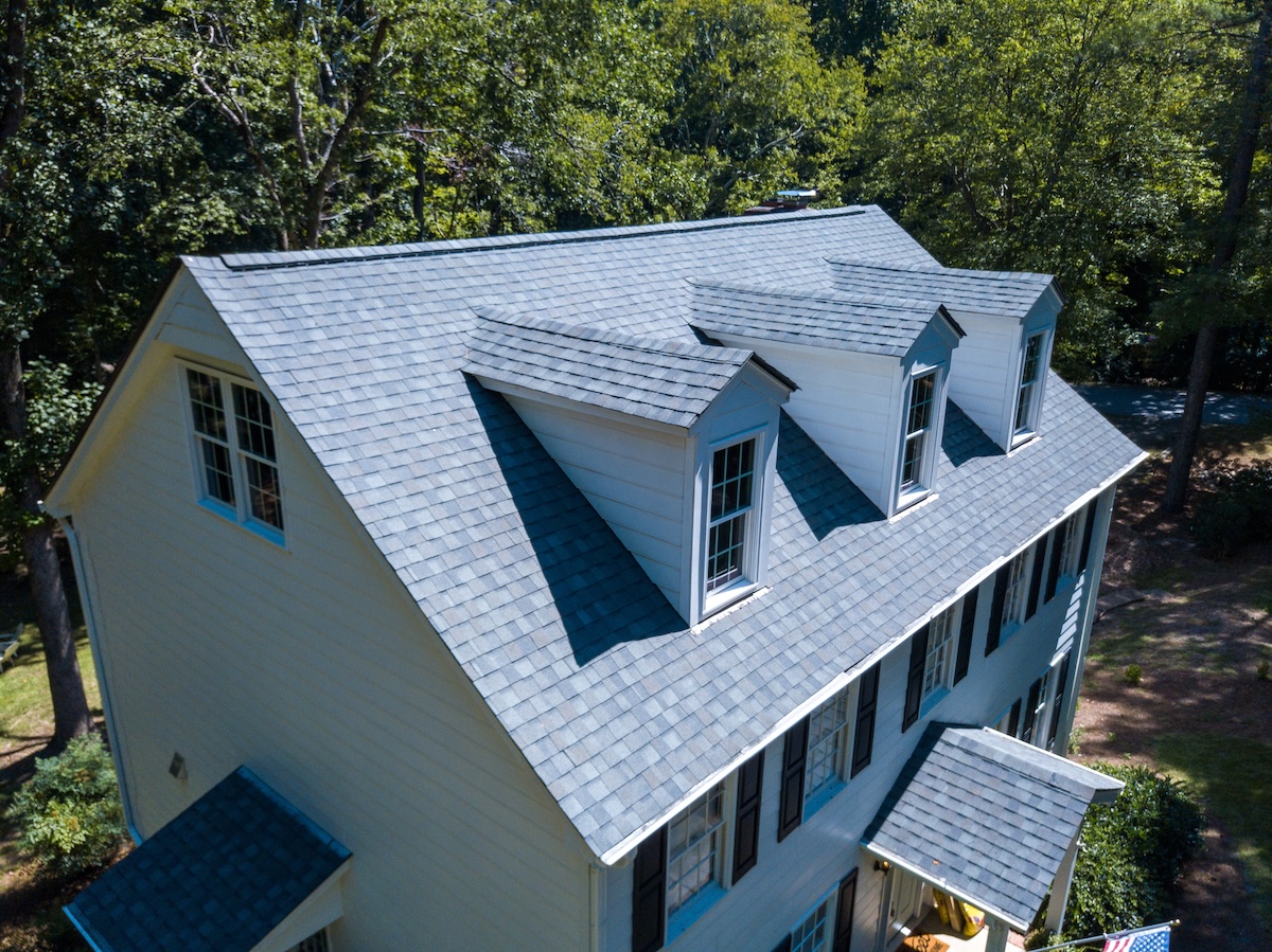 Asphalt roofing on a residential home
