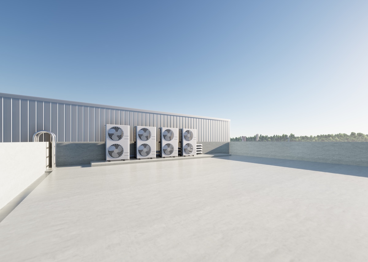 Clean flat roof on commercial building