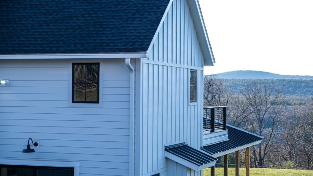 Modern farmhouse with fiber cement siding