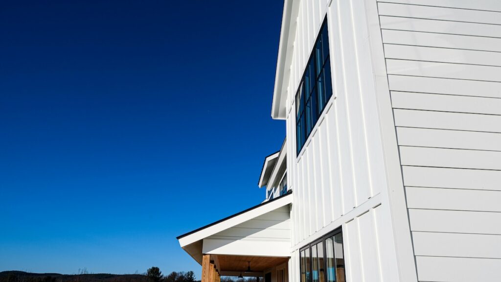 white fiber cement siding on modern home