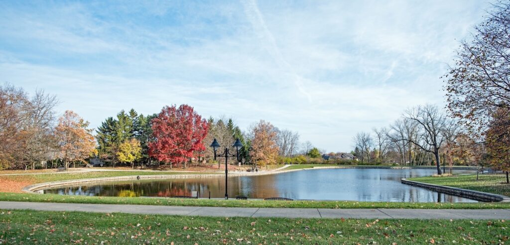 Midwestern park with small lake