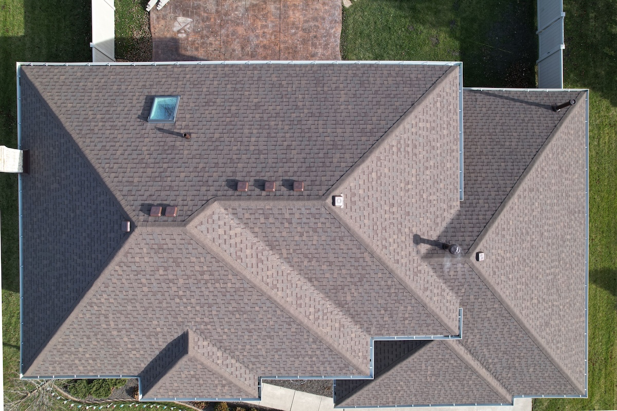Aerial of a new house roof