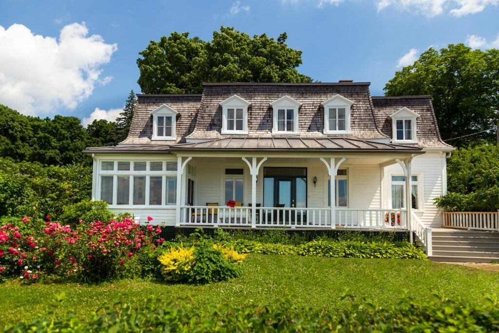 Mansard roof on old house