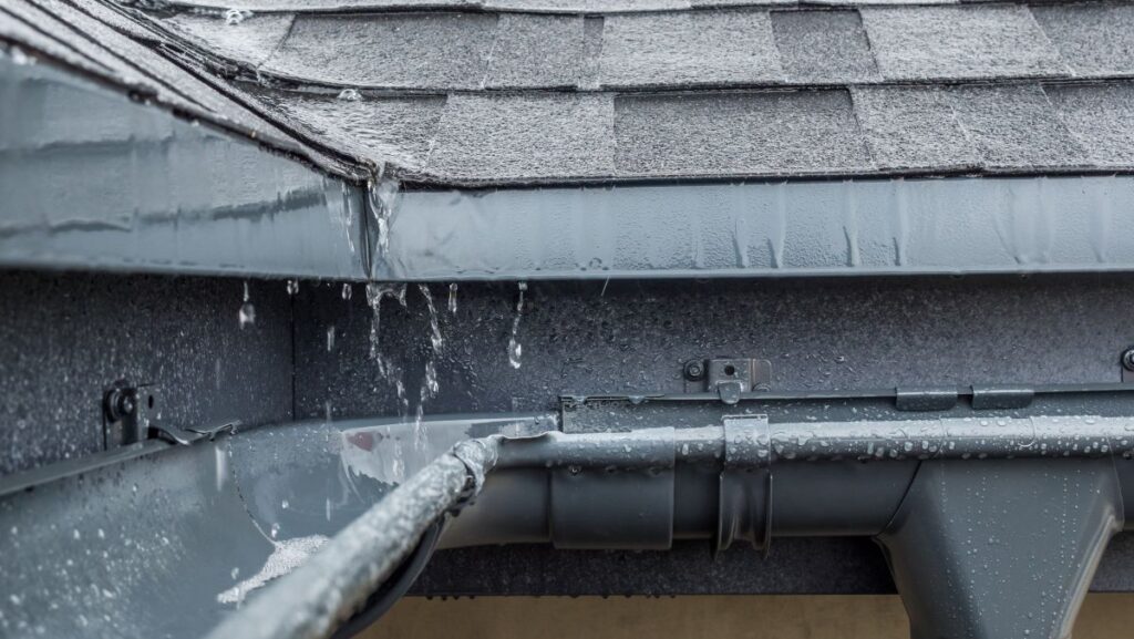 close up view of rain water in gutters
