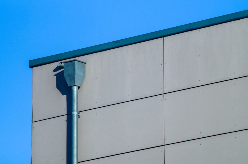 gutter system on commercial building