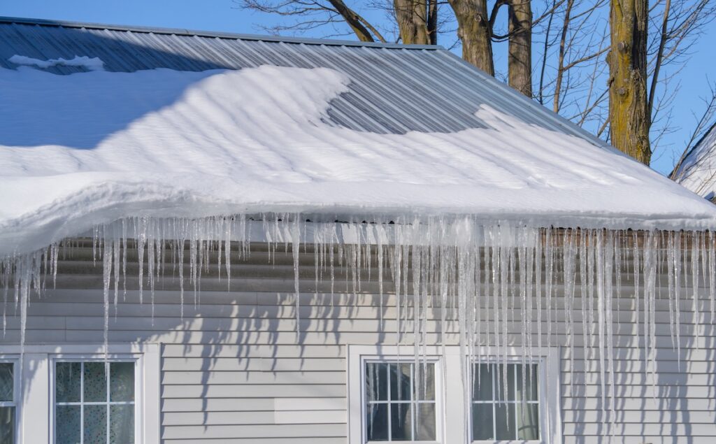 metal roof with ice dams