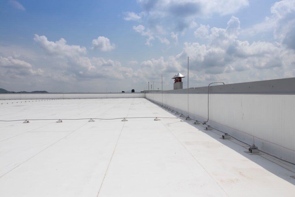Installation of lighting protection at roof of building