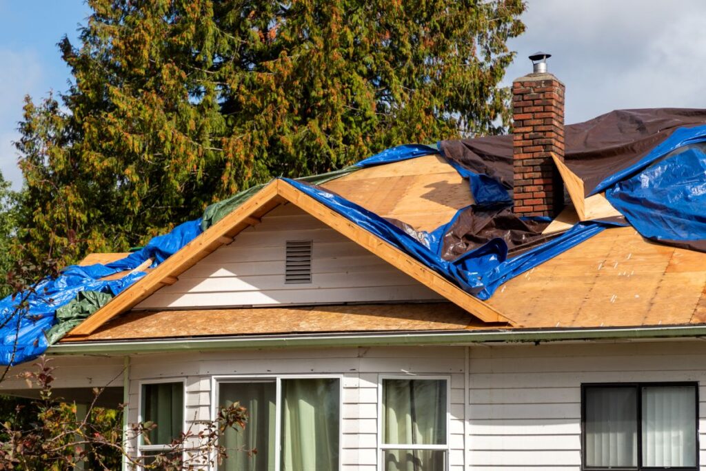 storm damage roof replacement tar moving after strong winds