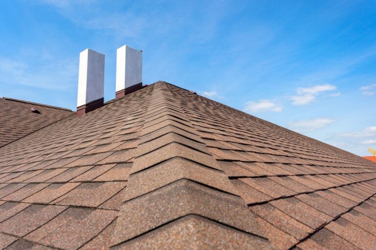 gaf warranty brown shingles roof close up