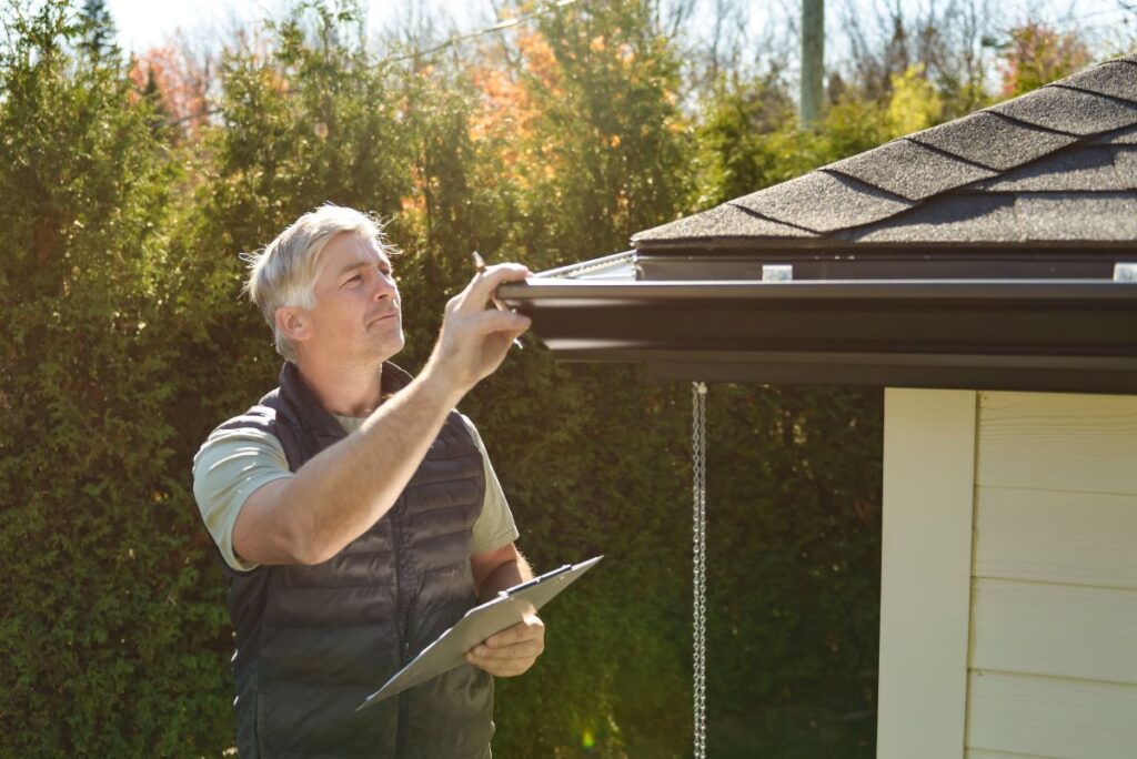 how long do asphalt shingles last worker inspecting gutter and roof