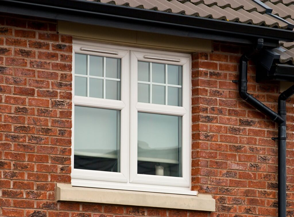 brick house with white windows