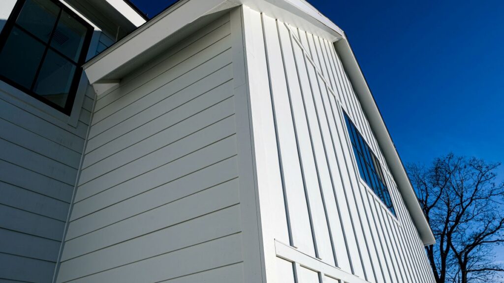what is composite siding white siding blue sky