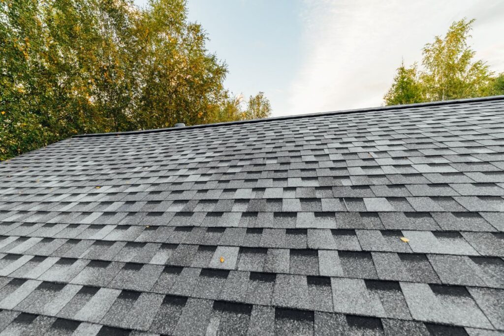 new roof covered with shingles